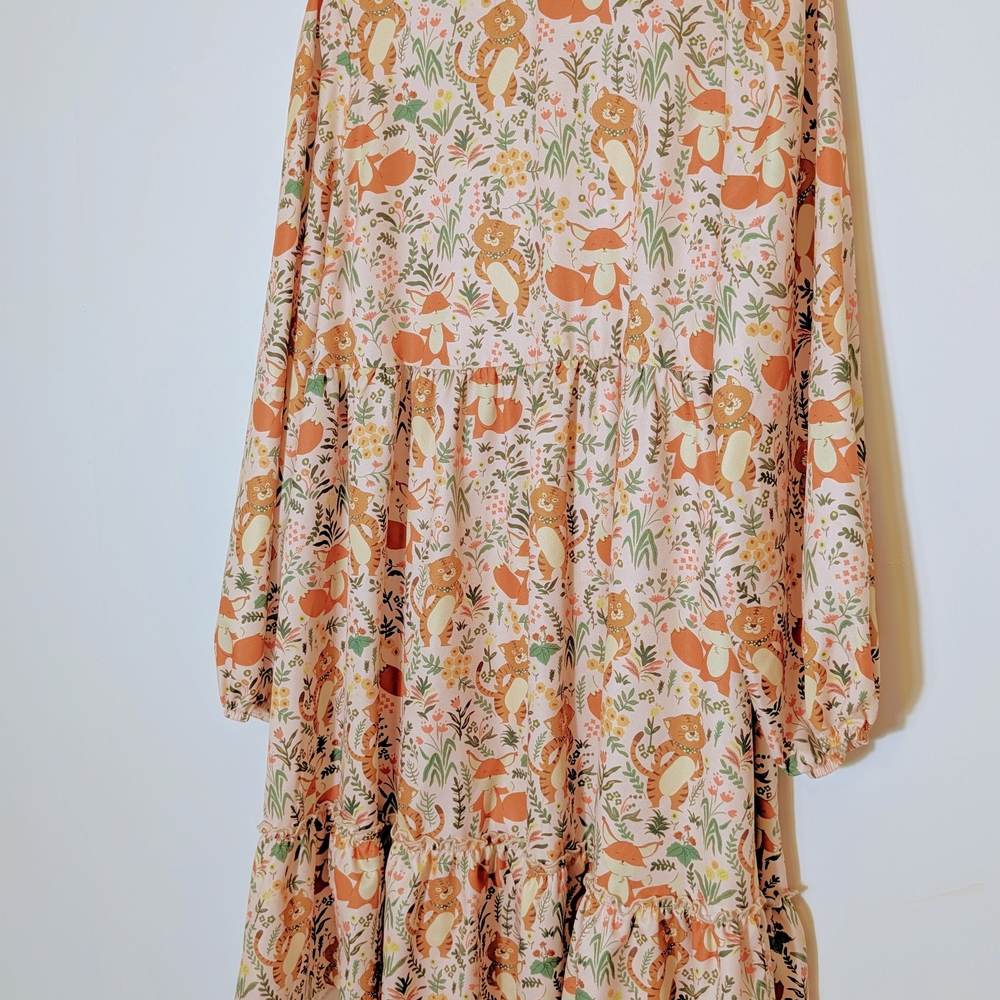 Charming Fox Print Kids Dress